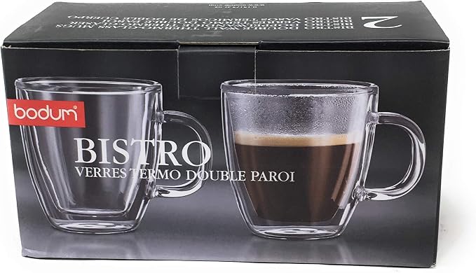 Bodum 5oz Bistro Double Wall Espresso Mug, High-Heat Borosilicate Glass by Bodum