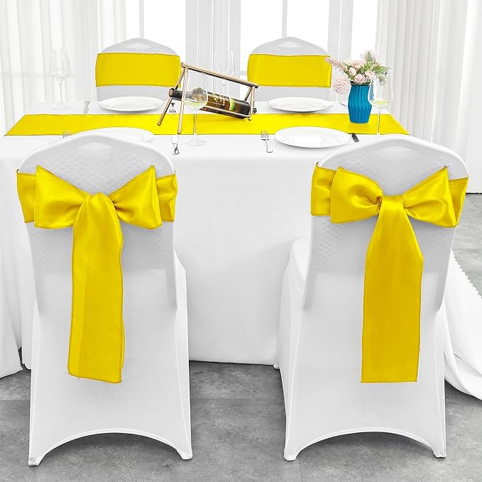 10-Pack Yellow Satin Table Runner 12 x 108 Inch Long Bright and Smooth Silk - Image 7