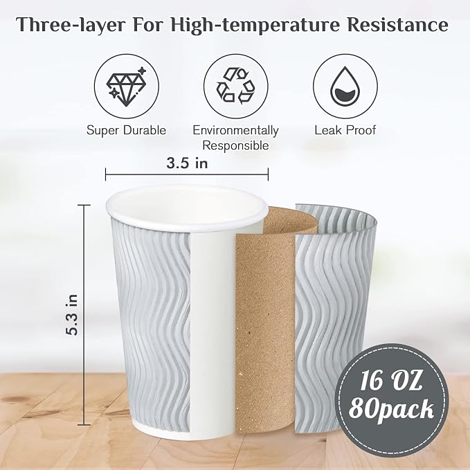 MUCHII 16 oz Coffee Cups, Lids and Straws Included, Hot Cold Beverage, Party - Image 6