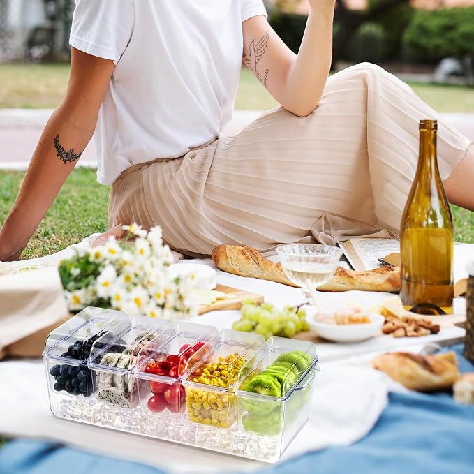 Chilled Garnish Tray with 5 Small Removable Containers and Compartments | Ice - Image 9