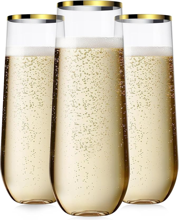 Maaacute 24 Pack Plastic Champagne Flutes, 9 Oz Disposable Mimosa Glasses | by Maaacute