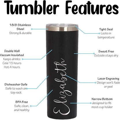 Personalized Pharmacist 20 oz Skinny Tumbler, Pharmacy Office Staff Gift, PharmD Assistant Manager, White Coat Gift, Stainless Steel, Vacuum Insulated, Laser Engraved, with Lid and Straw by LegacyCuts