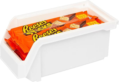 Plastic Containers for Organizing and Storage Bins for Closet, Kitchen, Office, Garage or Pantry Organization, Stackable Bins, Medium (11" x 5" x 5.5"), 8-Pack, White