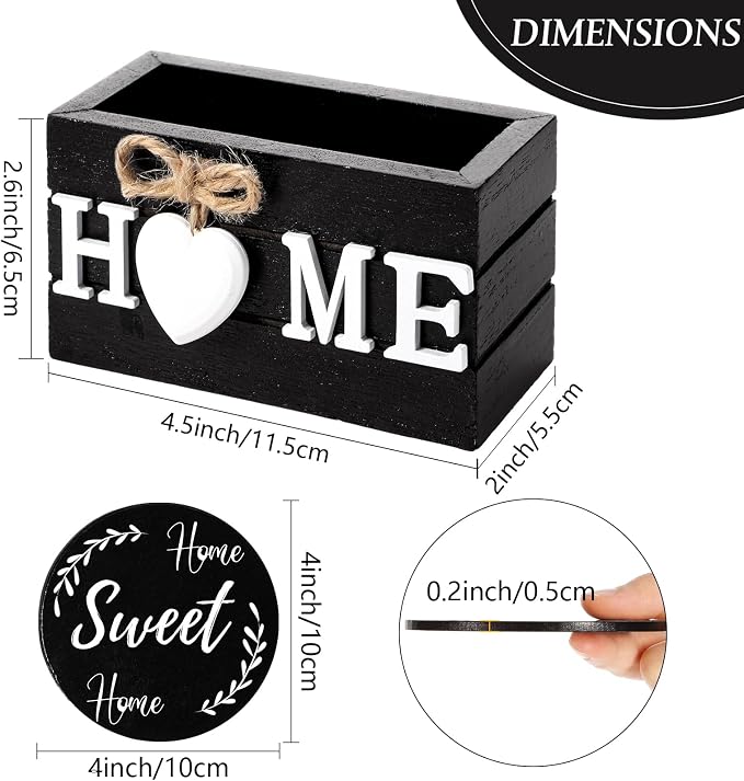Queekay Coasters Set of 6 House Warming Gifts New Home Wooden Farmhouse Drink - Image 2