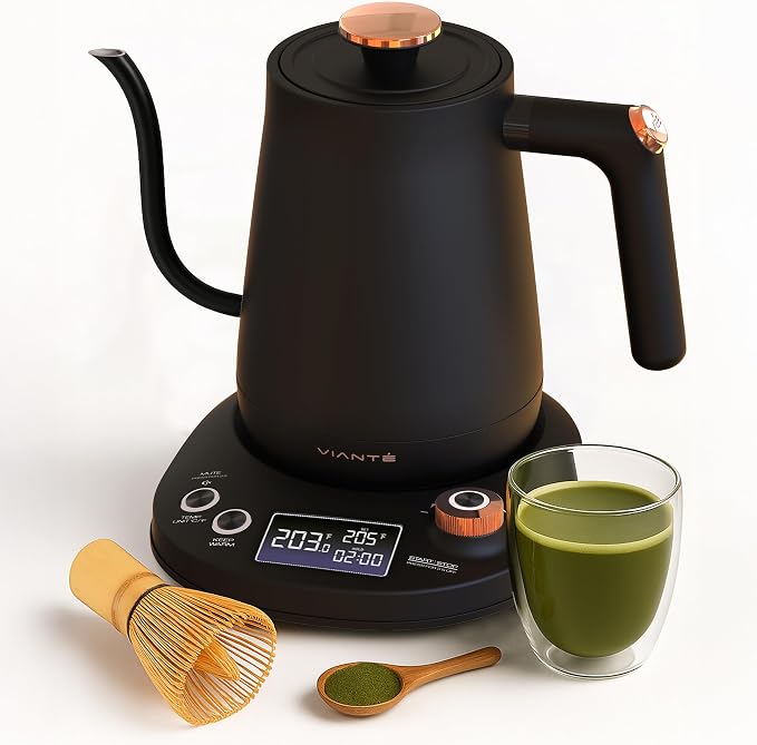 Viante Electric Gooseneck Kettle 0.8L, Pour Over Coffee & Tea, Temp Control | by Viant%C3%A9