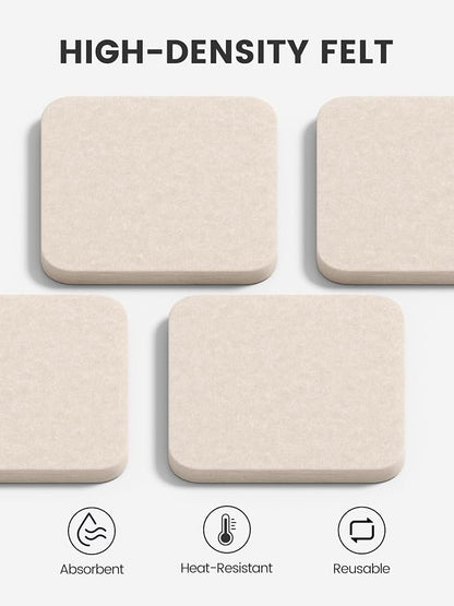 Fluxynara Felt Coasters with Holder, Oatmeal | Square Felt Coasters, - Image 3