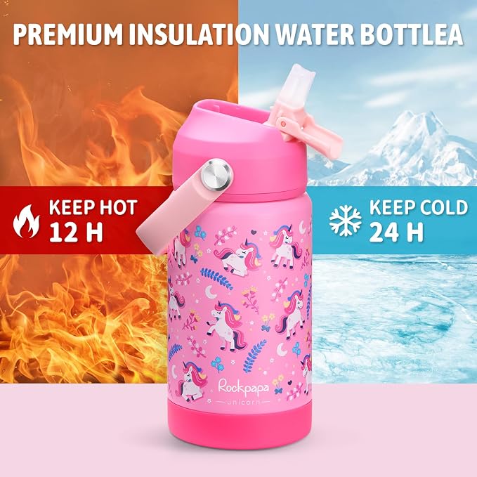 rockpapa 14 oz Kids Insulated Water Bottle，Stainless Steel Toddler Cups - Image 3