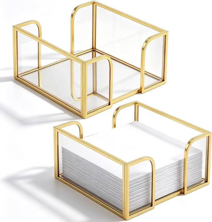 LemonRoad 2 Pcs Square Gold Napkin Holder by Unknown