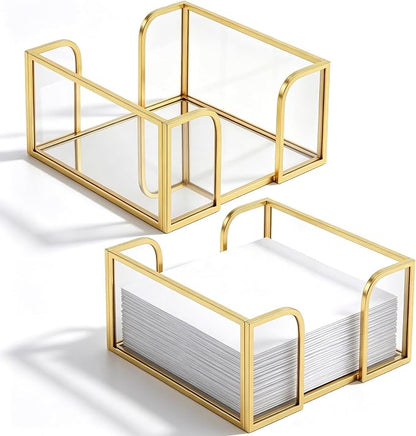 LemonRoad 2 Pcs Square Gold Napkin Holder by Unknown