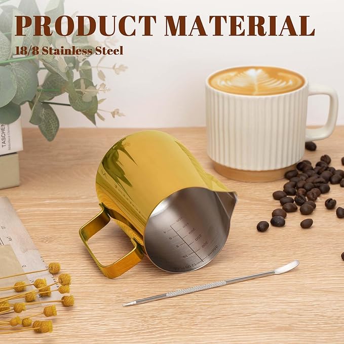 Amrules Milk Frothing Pitcher, 12 oz Milk Frother Cup - Image 5