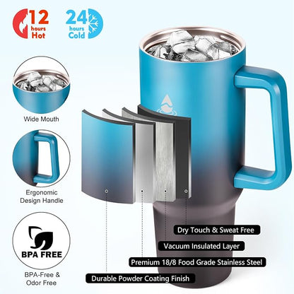 40 oz Tumbler with Handle and Straw or Convert to 40 oz Insulated Water Bottle - Image 3
