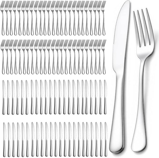 100pcs dinner forks and knives stainless steel Bulk silverware set | by MNLWSP