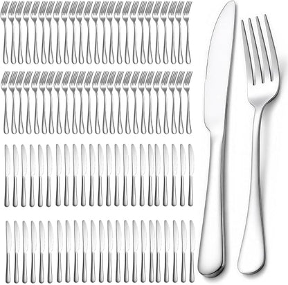 100pcs dinner forks and knives stainless steel Bulk silverware set | by MNLWSP