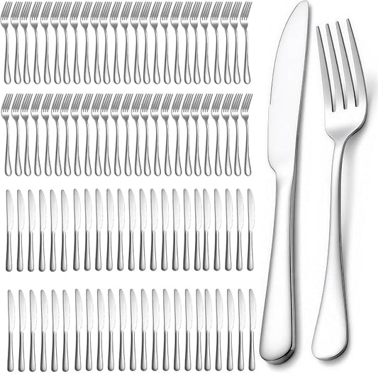 100pcs dinner forks and knives stainless steel Bulk silverware set | by MNLWSP