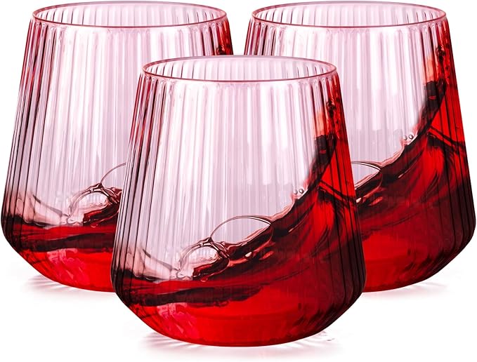 Ciaell 30 Pack Pink Plastic Wine Glasses by Ciaell