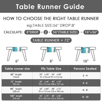 Emvency Table Runner, 13x108 Inch, Abstract Modern Farmhouse | Teal Grey Dining - Image 7
