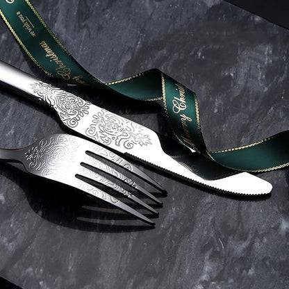 IKXO Silverware Set 50 Piece Silver Flatware Set for 10,Stainless Steel Flatware Cutlery Set For Home Hotel, Kitchen Utensils Set Include Fork Knife Spoon,Mirror Polished,Dishwasher Safe