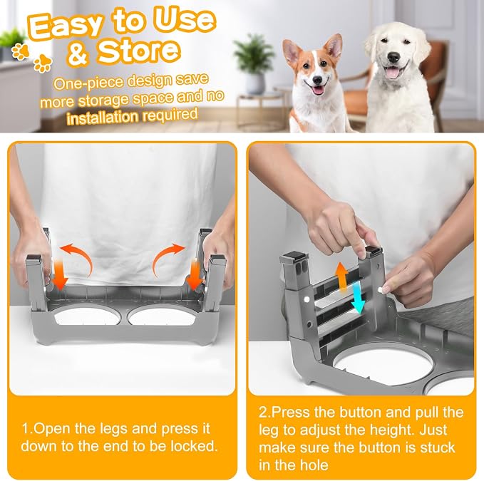 COMESOON Elevated Dog Bowls for Small Medium Dogs, 3 Height Adjustable Raised - Image 6