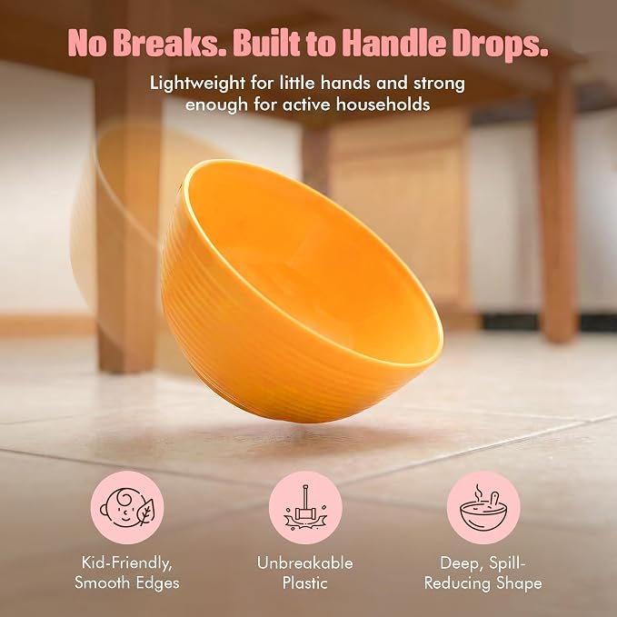 Plastic Bowls Kitchen Set for Cereals, Soup – Salad Bowl Set of 6 for Hot Cold - Image 4