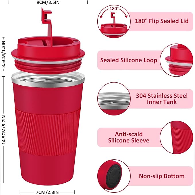 KETIEE Travel Coffee Mug Spill Proof 12oz, Insulated Travel Mug to Go, Reusable - Image 3