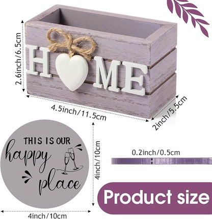 Queekay Coasters Set of 6 House Warming Gifts New Home Wooden Farmhouse Drink - Image 2