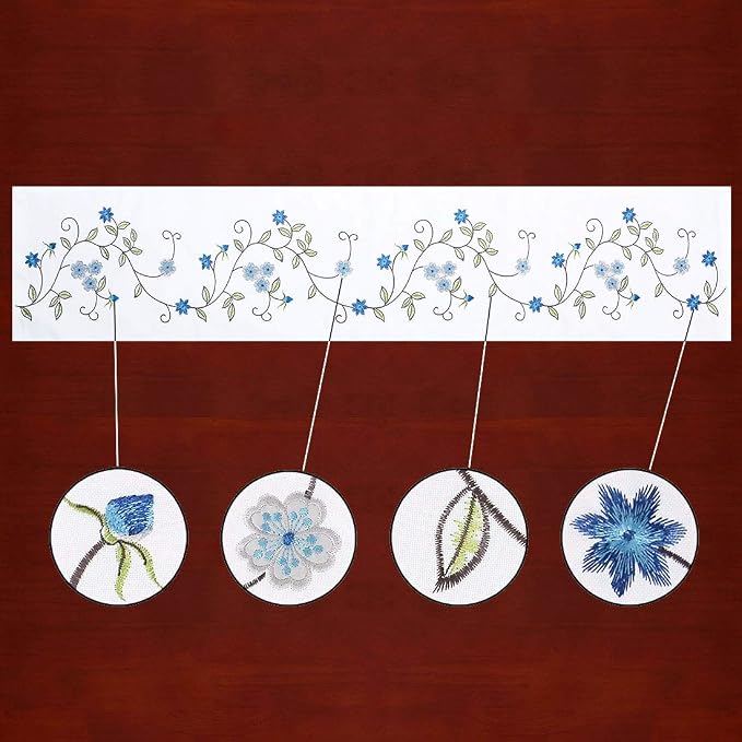 Double Thickness Rustic Embroidered Floral Table Runners - Image 2