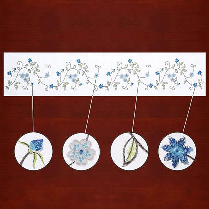 Double Thickness Rustic Embroidered Floral Table Runners - Image 2