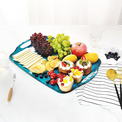 TP Melamine Serving Trays with Handles, 17” x 12”, Retro Teal | Rectangular - Image 7