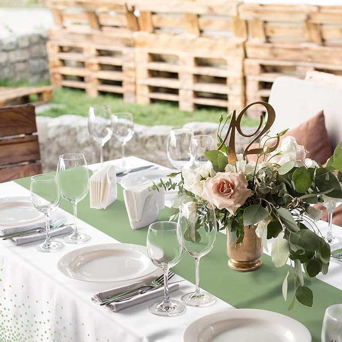 1Pcs White and Sage Green Tablecloth Decorations, Plastic White Table Cloth - Image 5