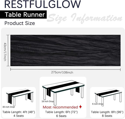 10 Pack Black Cheesecloth Table Runner 17 x 108 Inch | Boho Gauze Fabric - Image 4