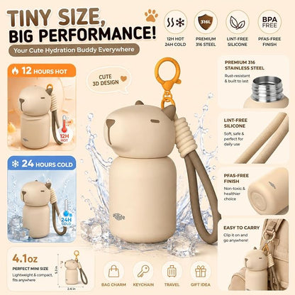 4.1oz Mini Insulated Water Bottle, Portable Coffee Cup, Small Travel Cup Vacuum - Image 4