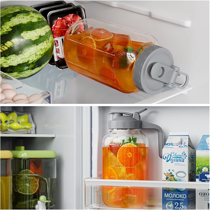 Glass Pitcher with lid, 64 oz Wide Mouth Mason Jar | Dual leak-proof lid - Image 6