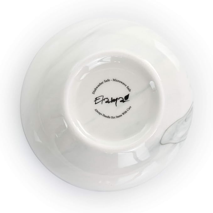 Elama Fine Marble 16 Piece Stoneware Dinnerware Set in Black and White - Image 4