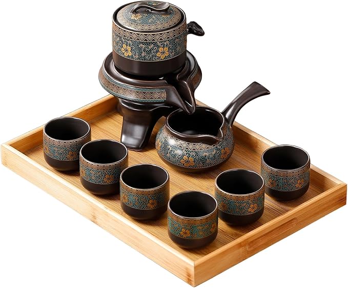Japanese tea set with Infuser Semi Automatic Tea Set Magic Teapot with 6 cups by REOWONU