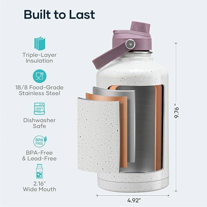 BUZIO 64 oz Insulated Stainless Steel Water Bottle - Image 4