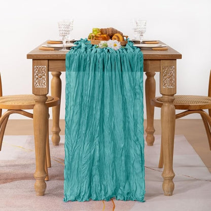 Teal Cheesecloth Table Runner 10ft Rustic Gauze Summer Decororations | - Image 5