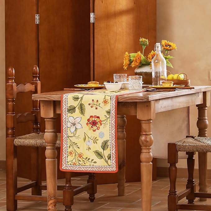 bilin gaier Designer French Linen Extra Long Table Runner, Floral Pattern - Image 9