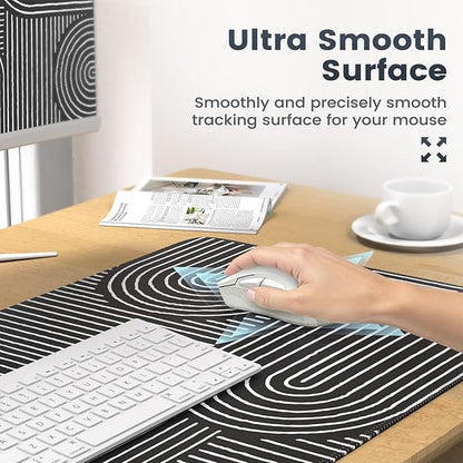 iCasso Black Desk Mat, Large Mouse Pad for Desk, Anti-Slip Big Mousepad with Stitched Edges, Computer Pad for Desktop