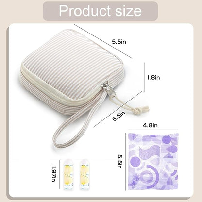 Corduroy Period Pouch for Women, Cute Sanitary Pad Pouch - Image 2