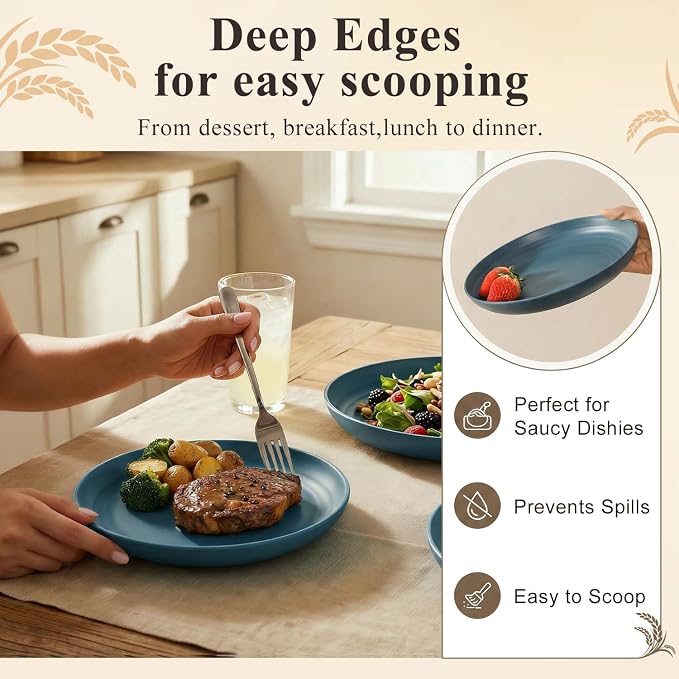 Deep Dinner Plate 8 Inch, Unbreakable Plastic Plates - Image 5