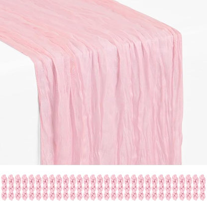 Showgeous 30 Pack Light Pink Cheesecloth Table Runner, 17 x 108 Inches | Boho by Showgeous