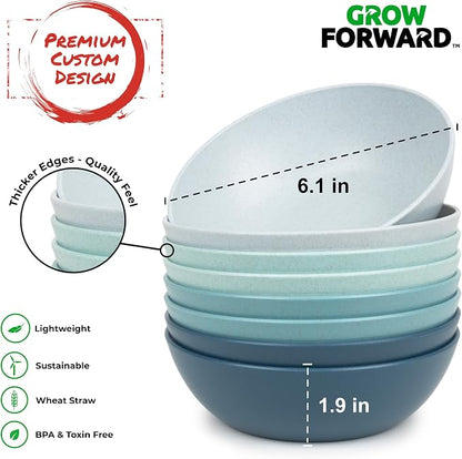Grow Forward Premium Wheat Straw Bowls Set of 8 - Image 3