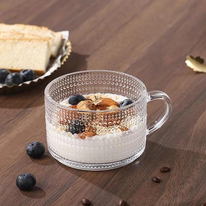 6 Pcs Vintage Coffee Mugs Clear Embossed Glass Cups - Image 4