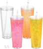 4 Pack 24Oz Snow Globe Tumblers, Double Wall Acrylic Snowglobe Cup by Micellwuu