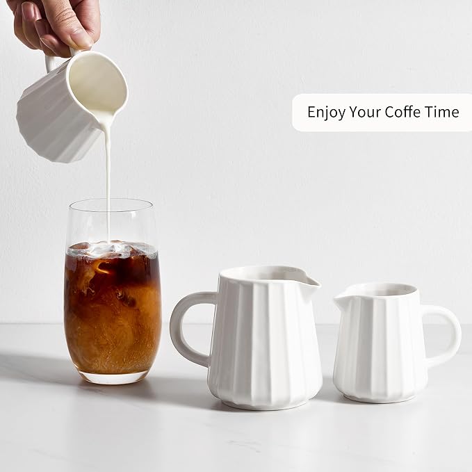 Gurygo 2 Pack 9 Oz Classic Ceramic White Creamer - Image 4