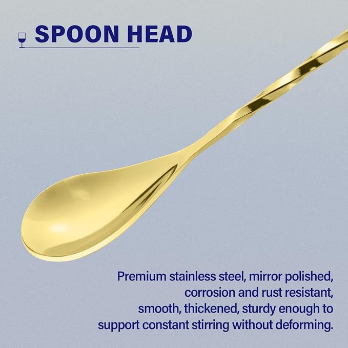 Bar Spoon Cocktail Mixing Stirrers, 12” - Image 3