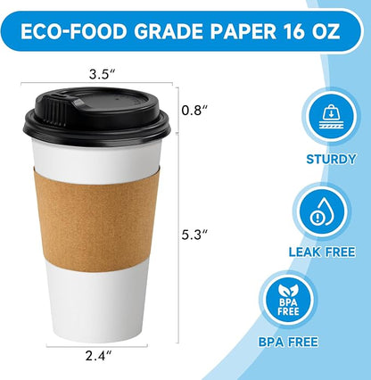 RACETOP 16 oz Disposable Paper Coffee Cups - Image 2