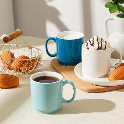 Sweese Stackable Coffee Mugs Set of 6, 16 Oz Large Porcelain Cups - Image 3