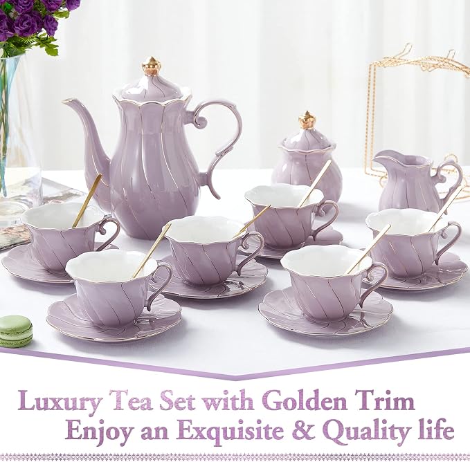 DUJUST 22 pcs Porcelain Tea Set - Image 2