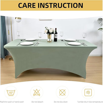 122 6-Pack 6ft Spandex Table Covers for Rectangle Standard Folding Tables - Wrinkle Resistant Stretch Tablecloths - Ultimate Fitted Table Protector for Parties, Banquet, and Wedding